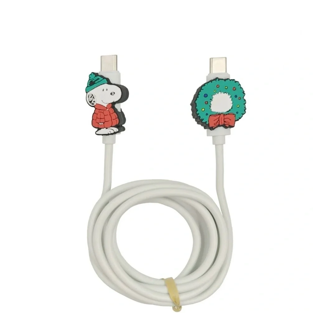 New in Box Peanuts 4' USB-C to USB-C Cable, White Wreath